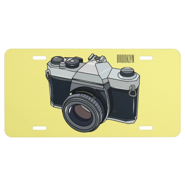 Film camera cartoon illustration license plate (Front)