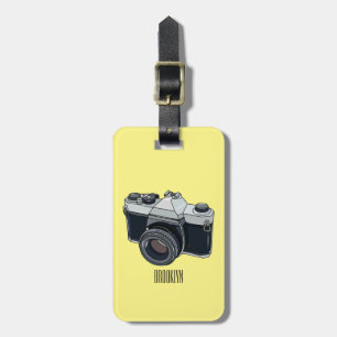Film camera cartoon illustration luggage tag
