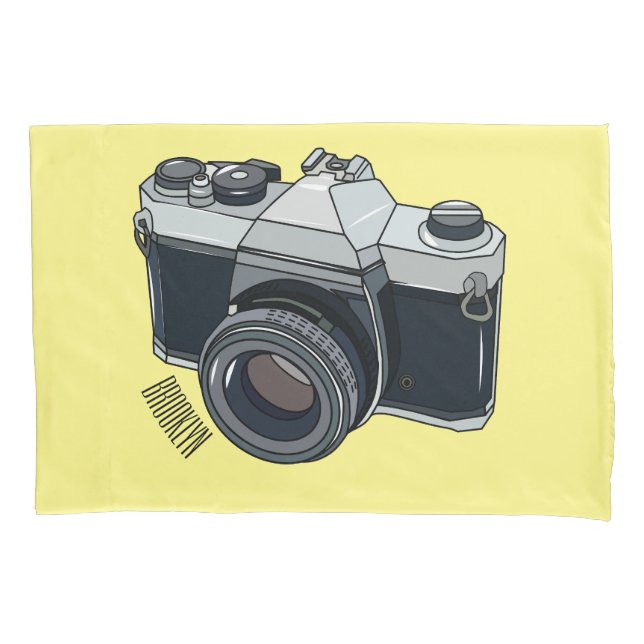 Film camera cartoon illustration pillow case (Front)