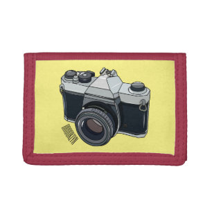 Film camera cartoon illustration trifold wallet