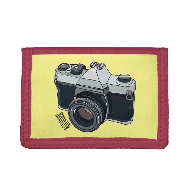 Film camera cartoon illustration trifold wallet (Front)