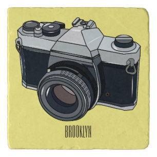 Film camera cartoon illustration trivet