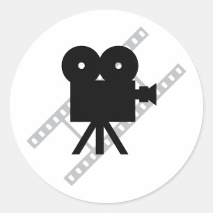 film camera icon classic round sticker