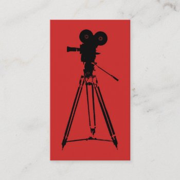 Film Camera Man Red Business Card by NeatBusinessCards at Zazzle
