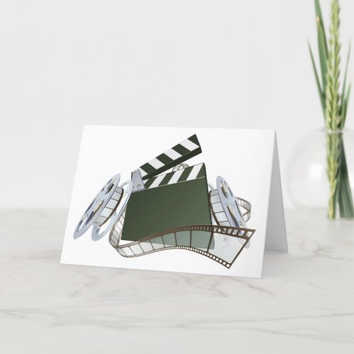 Film clapperboard and movie film reels card