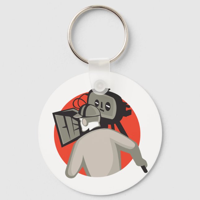 film crew cameraman movie camera keychain (Front)