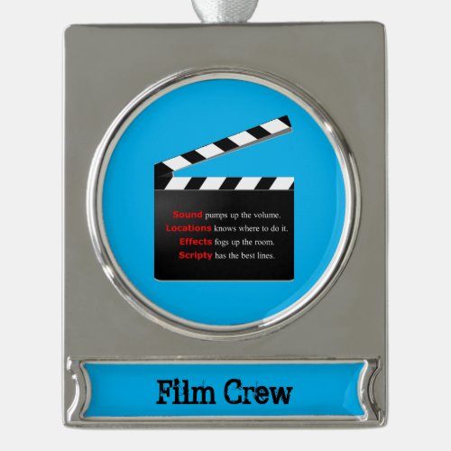 Film Crew Movies Sound on and off Silver Plated Banner Ornament