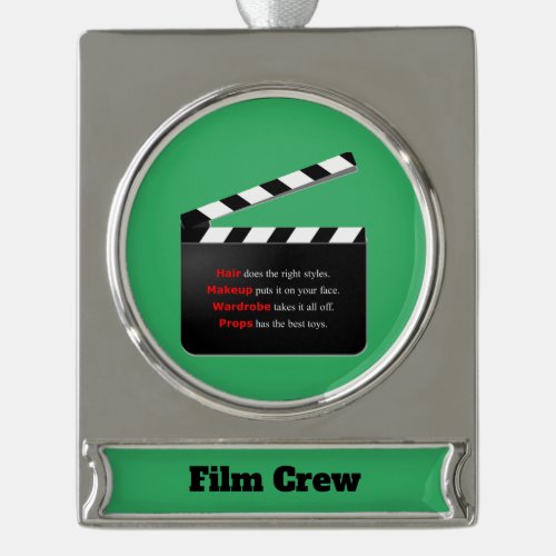 Film Crew Movies Swinging Hair and Makeup Silver Plated Banner Ornament