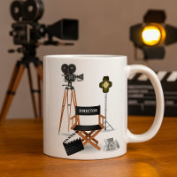 Film Director Chair and Vintage Movie Camera Set