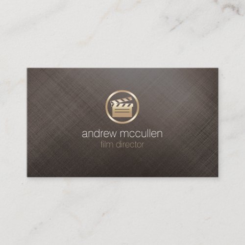 Film Director Clapperboard Icon Brushed Gold Metal Business Card