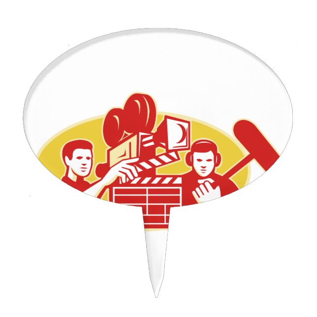 Film Director Movie Camera Clapper Soundman Cake Topper (Front)