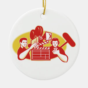 Film Director Movie Camera Clapper Soundman Ceramic Ornament