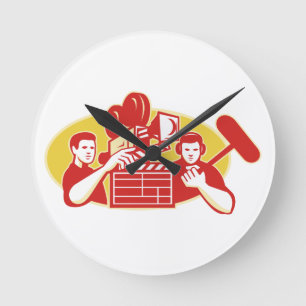 Film Director Movie Camera Clapper Soundman Round Clock