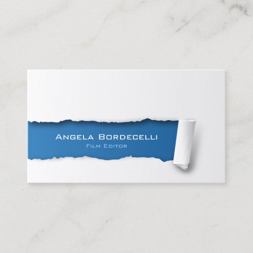 Customizable Film Editor Business Card Ripped Paper