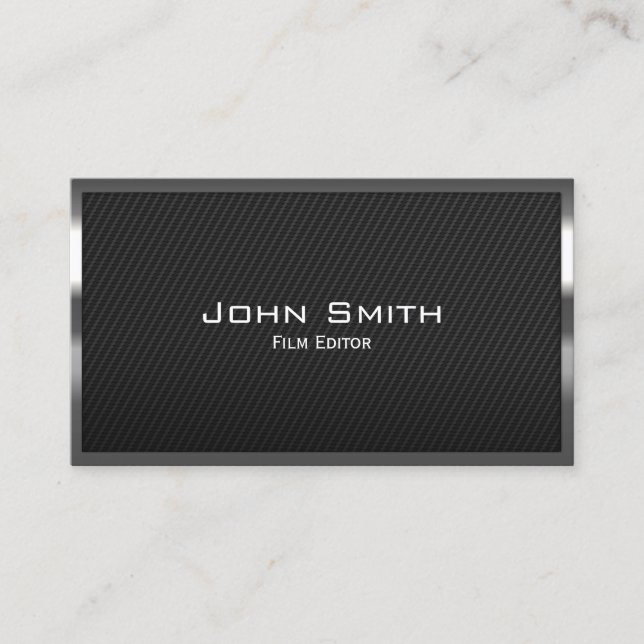 Film Editor Metal Framed Carbon Fiber Business Card (Front)