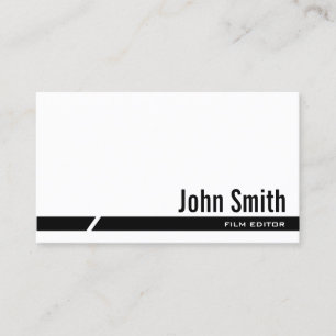 Film Editor Minimalist Black Stripe Business Card