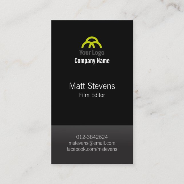 Film Editor Video Imaging Production Black TwoTone Business Card (Front)