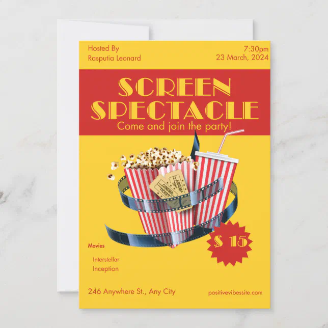 Film Fiesta Dive into Cinematic Bliss Invitation Zazzle
