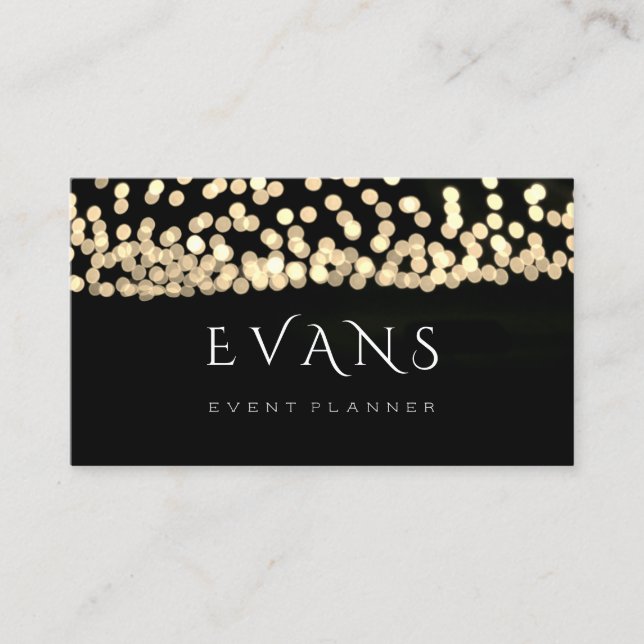 Film Maker Blogger Gold Light Spark Black White Business Card (Front)