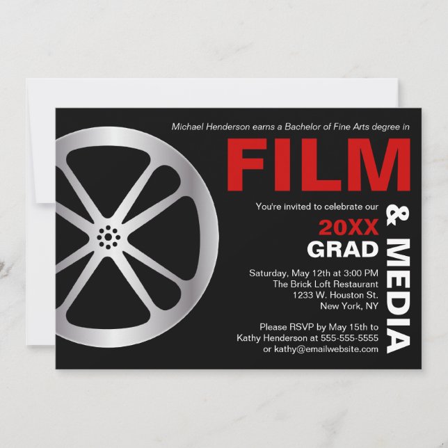 Film & Media Graduation Party Invitation (Front)