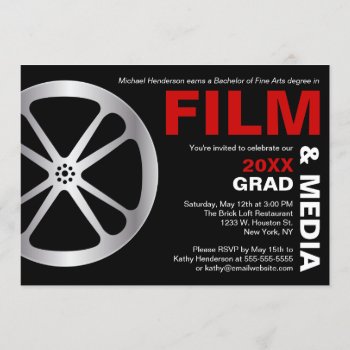Film & Media Graduation Party Invitation by mazarakes at Zazzle