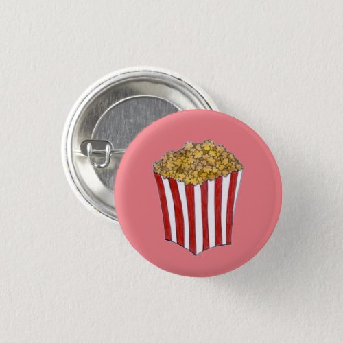 Film Movie Night Sleepover Buttered Popcorn Tub Button