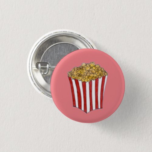 Film Movie Night Sleepover Buttered Popcorn Tub Button