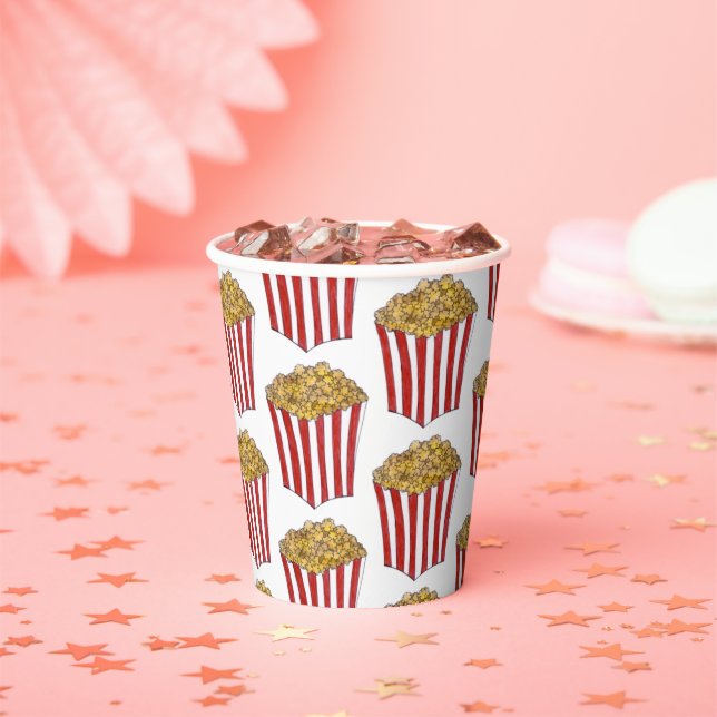 Film Movie Night Sleepover Buttered Popcorn Tub Paper Cups (Insitu)