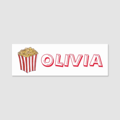 Film Movie Night Sleepover Popcorn Birthday Party Name Tag