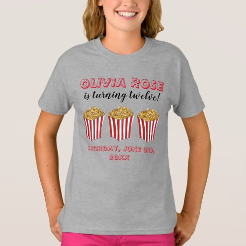 Film Movie Night Sleepover Popcorn Birthday Party  T_Shirt