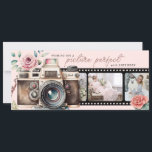 Film Negative Birthday Photo Card<br><div class="desc">This Birthday card features a film negative strip that you can add 2 photos. There is a vintage camera on the front with the phrase "wishing you a picture perfect birthday" and a place to add a name on the back.</div>
