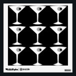 Film Noir Another Martini Wall Decal<br><div class="desc">This Film Noir Another Martini Wall Decal features a black background and the tiled image of a white silhouette of a martini glass. Inside each glass is a grey olive with a black pimento. This is a fun and sophisticated wall decal for everyone who wishes they were a character in...</div>
