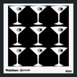 Film Noir Another Martini Wall Decal<br><div class="desc">This Film Noir Another Martini Wall Decal features a black background and the tiled image of a white silhouette of a martini glass. Inside each glass is a grey olive with a black pimento. This is a fun and sophisticated wall decal for everyone who wishes they were a character in...</div>