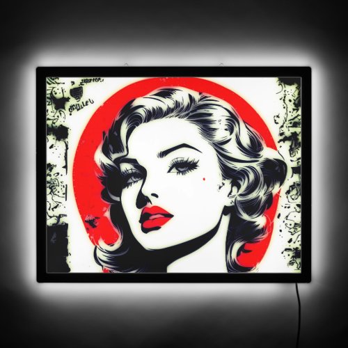 Film Noir Diva Retro Comics Style LED Sign