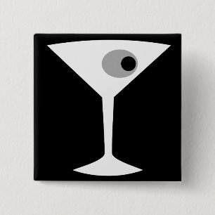 Film Noir Martini Glass Button