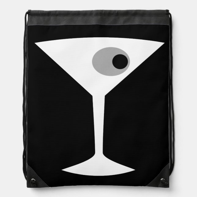 Film Noir Martini Glass Drawstring Backpack (Front)