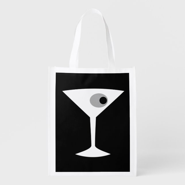 Film Noir Martini Glass Reusable Grocery Bag (Front)