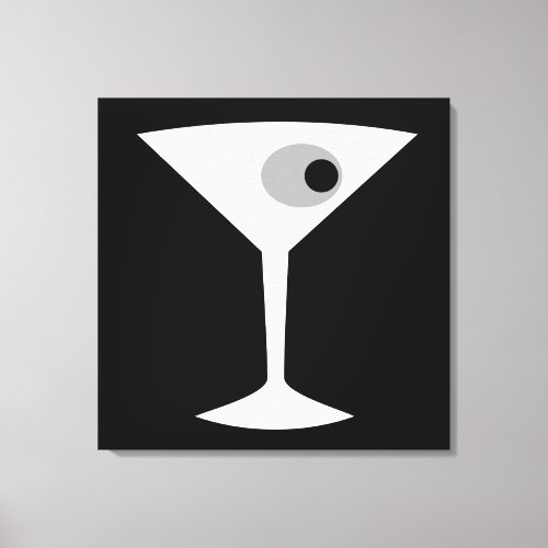 Film Noir Martini Glass Stretched Canvas Print
