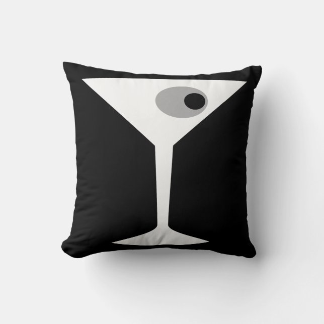 Film Noir Martini Glass Throw Pillow (Front)