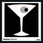 Film Noir Martini Glass Wall Decal<br><div class="desc">This Film Noir Martini Glass Wall Decal features a black background and the image of a white silhouette of a martini glass. Inside the glass is a glorious grey olive with a black pimento. This is a fun Wall Decal for everyone who wishes they were a character in a classic...</div>