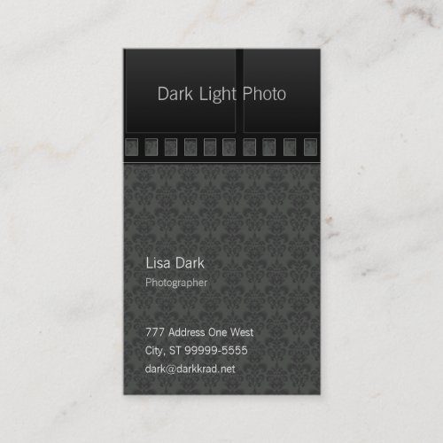Film Photo Photographer on Medium Damask Business Card Templates