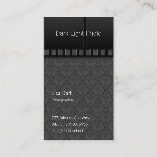 Customizable Film Photo Photographer on Medium Damask Business Card Templates