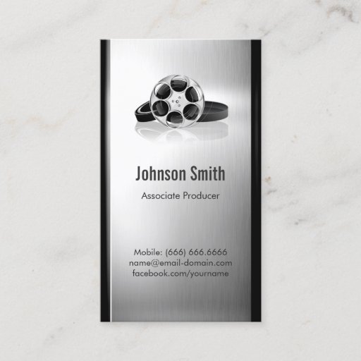 Customizable Film Producer - Brushed Stainless Steel Metal Business Card