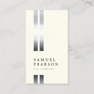 Film Producer Double Faux Silver Stripe Business Card
