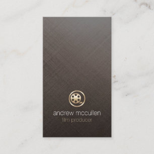 Film Producer Gold Film Reel Brushed Metal Business Card