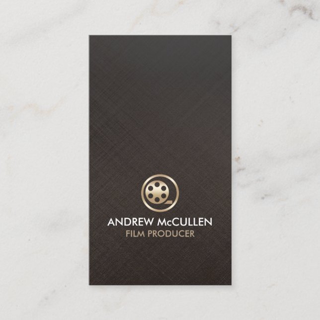 Film Producer Gold Film Reel icon Business Card (Front)