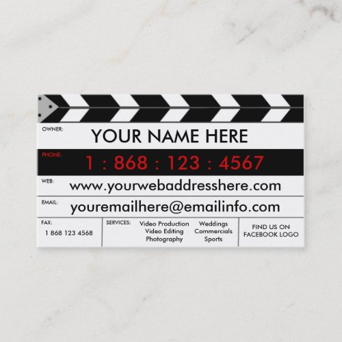 Film Production Film Slate Business Card