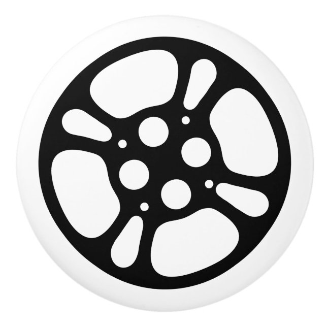 Film Reel Black and White Ceramic Knob (Front)