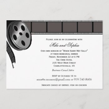 Film Reel In Black And White Party Invitation by NoteableExpressions at Zazzle