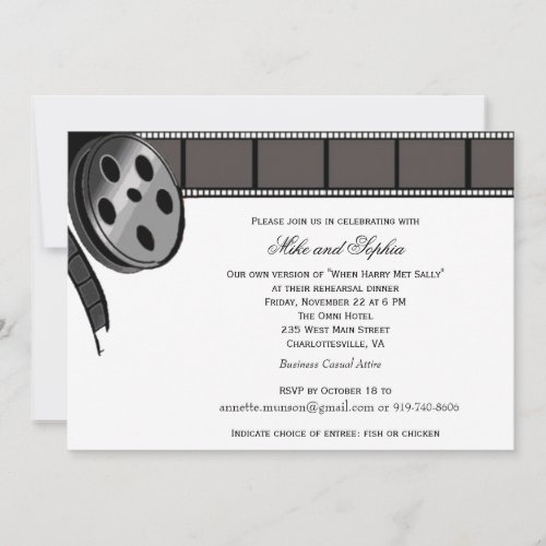 Film Reel in Black and White Party Invitation